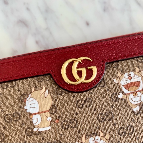 [🌟PRICE FIRM] Gucci x Doraemon Logo Monogram Mini GG Supreme Long Zip Wallet - Picture 3 of 12